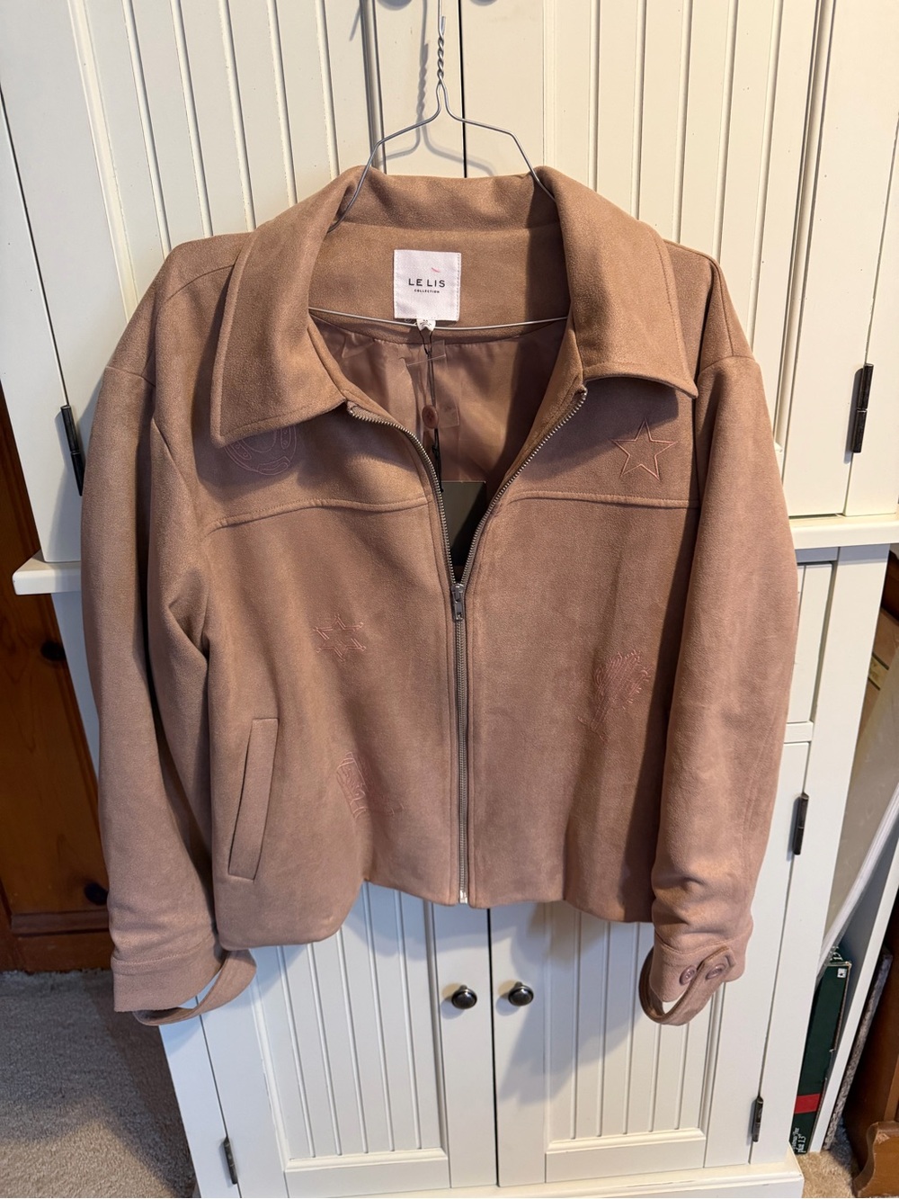 Le Lis Women's Mauve-Tan Suede-Look Zip Jacket